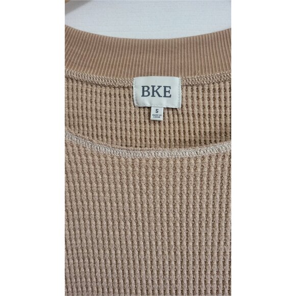 🌿​BKE Women's Small Beige Waffle Knit Short Sleeve Casual Top - Picture 5 of 12